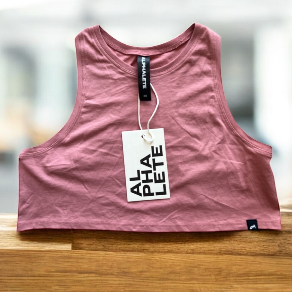 Alphalete Women’s Crop Tank Top XS Rose Pink NWT Racerback Gym Workout